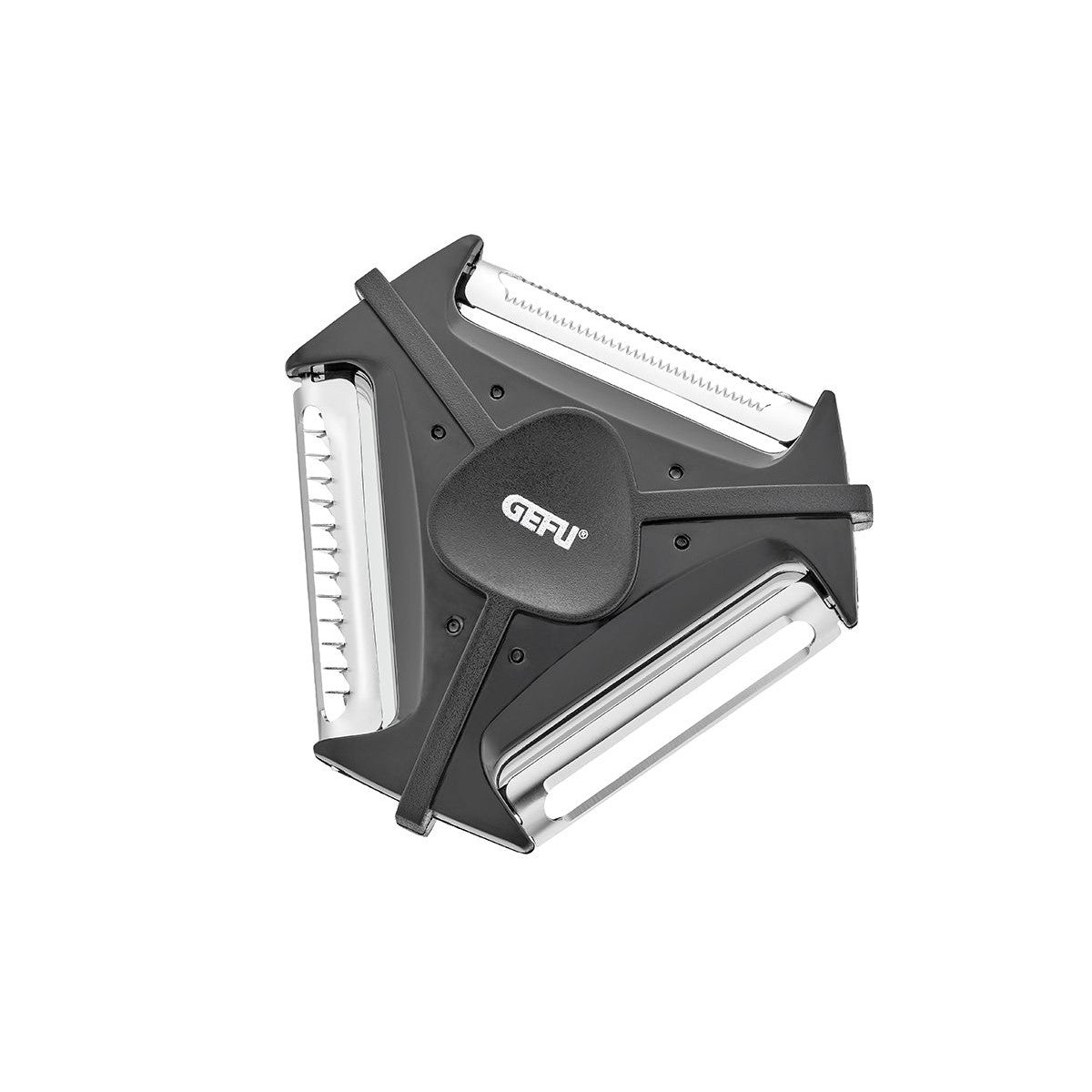 Universāls dārzeņu mizojamais nazis GEFU SPIN ar 3 asmeņiem