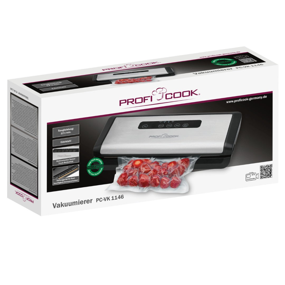Proficook PC-VK146 pārtikas vakuuma iepakotājs, 120W, 0.8 bar, 12l/min.