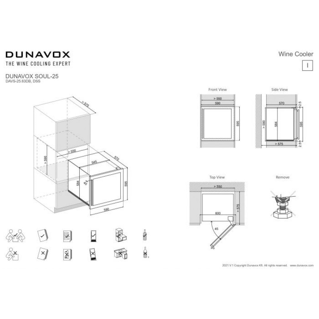 Dunavox DAVS25.63DB iebūvējams vīna skapis 25 pudelēm