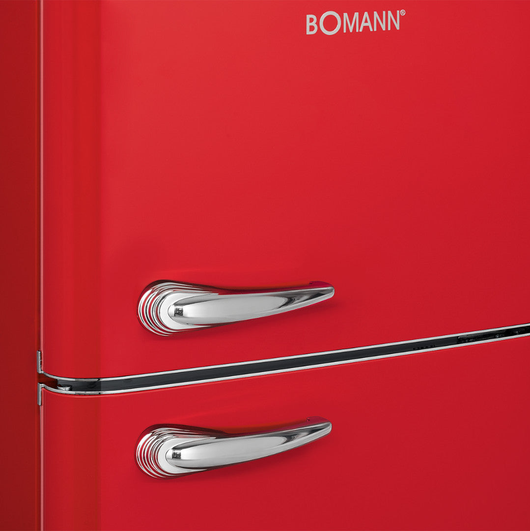 Retro stila ledusskapis Bomann DTR353, 143,5cm, sarkans