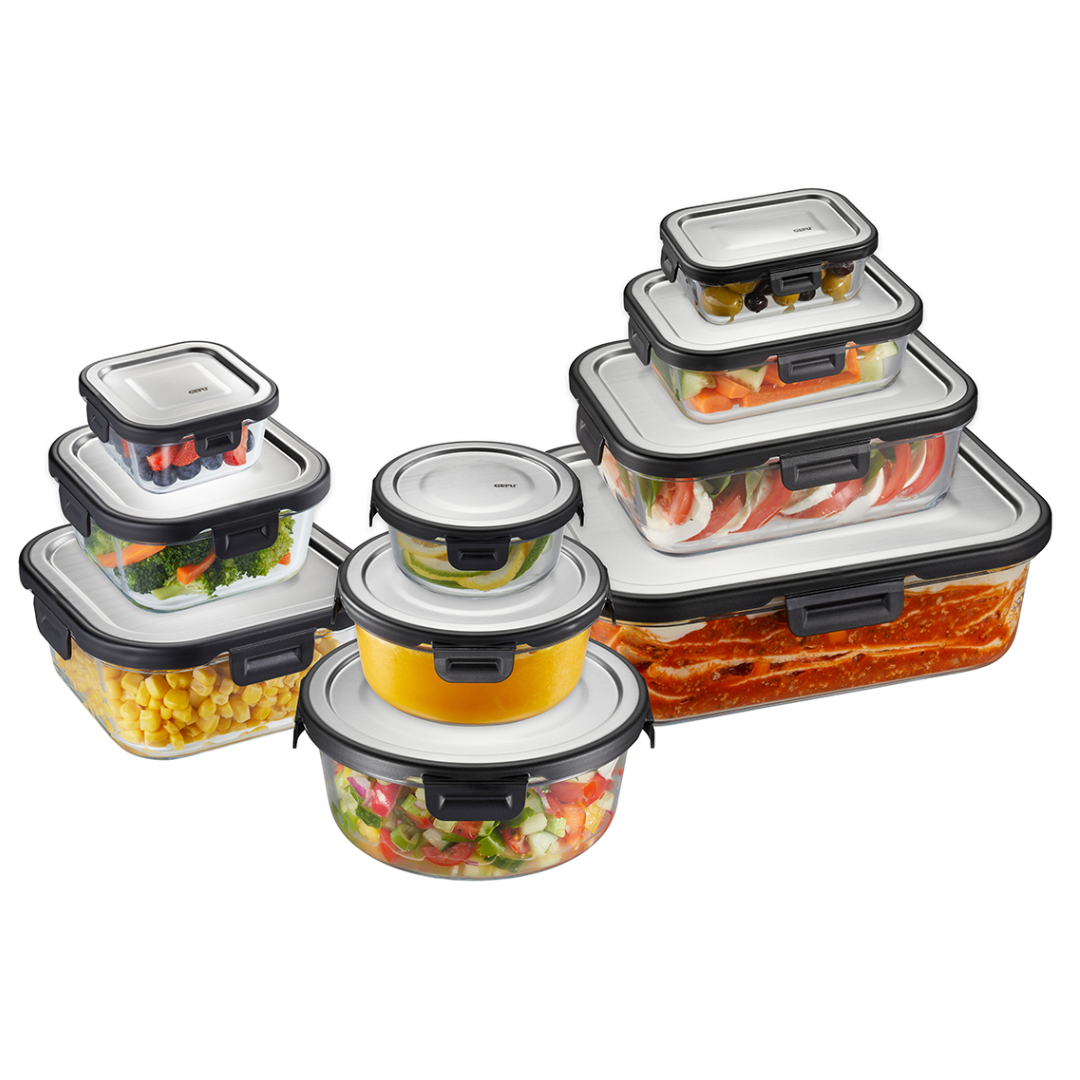 Glass food storage container Gefu Milo 1.5l, -20°C - +300°C, with QR code on the lid