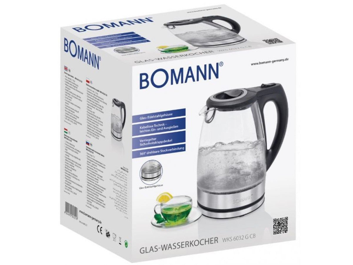 Stikla ūdens vārītājs Bomann WKS 6032 G, 1.7l, 2200W