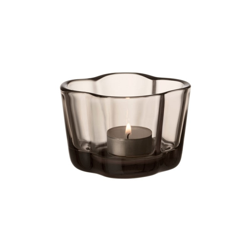 Iittala Alvar Aalto Collection glass candle holder, linen