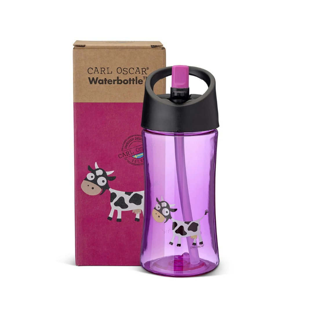 Water bottle with straw Carl Oscar Kids, 0.35l, purple