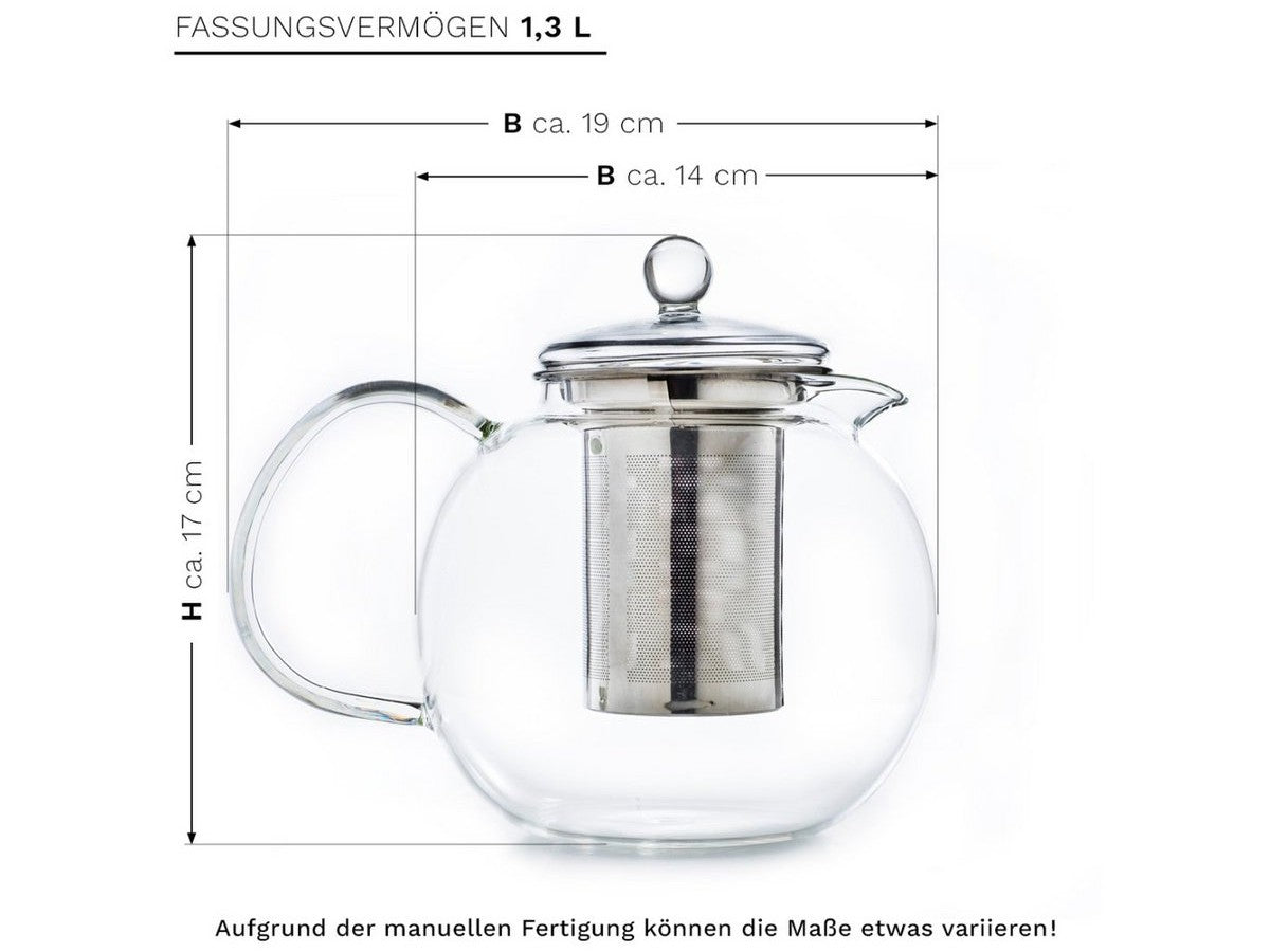 Stikla tējas kanna 1.3l ar tērauda filtru Creano