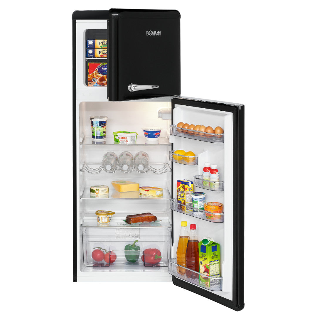 Retro-style refrigerator Bomann DTR353, 143.5 cm, black