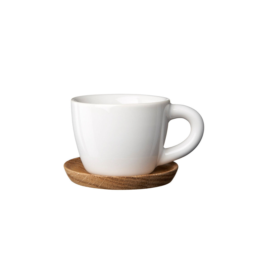 Rorstrand Höganäs Keramik espresso tase 10cl ar koka apakštasi, balta