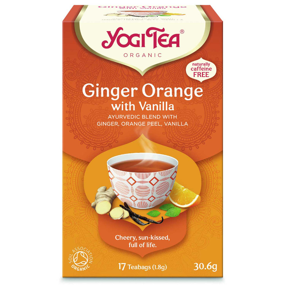 BIO Yogi ingvera un apelsīnu tēja (Yogi Tea Ginger Orange) ar vaniļu