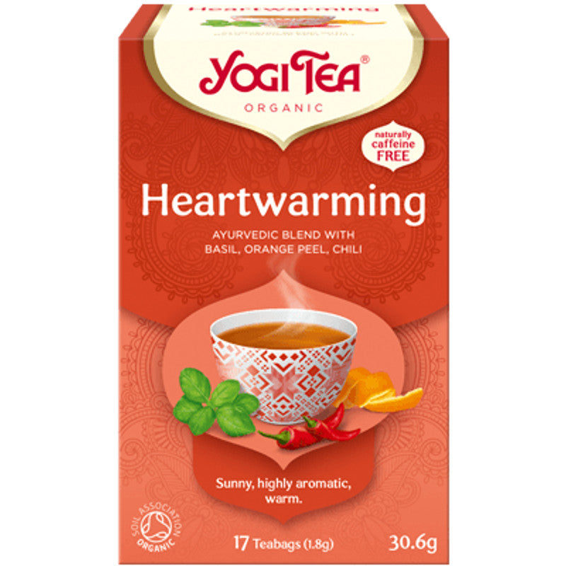 BIO Yogi tēja Sirds siltumam (Yogi Tea Heartwarming) ar čili, baziliku un apelsīna miziņu,  art. yt46 - paprika.lv
