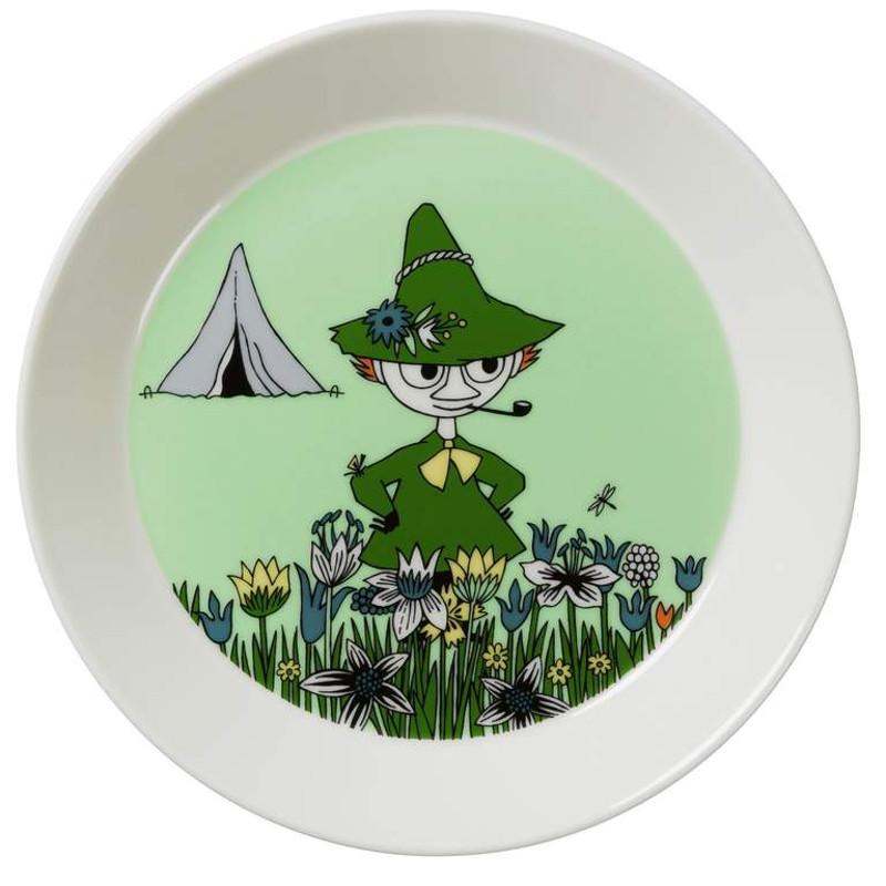 Pusdienu šķīvis Susuriņš, Green Snufkin plate Muumi by Arabia, Ø19cm,  art. 100103 - paprika.lv