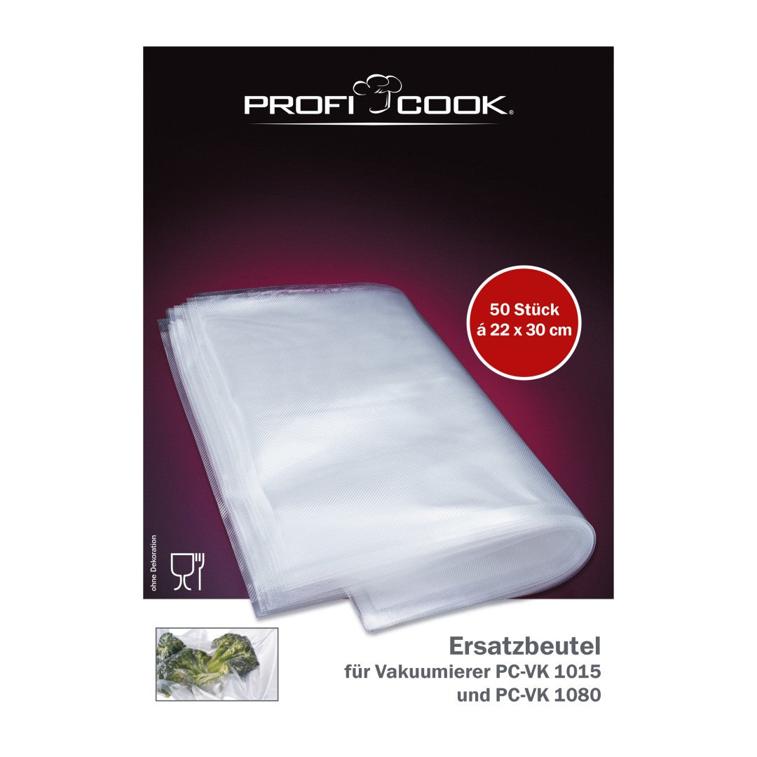 Vacuum bags for food 22x30cm, 50 pcs., ProfiCook PC-VK1015
