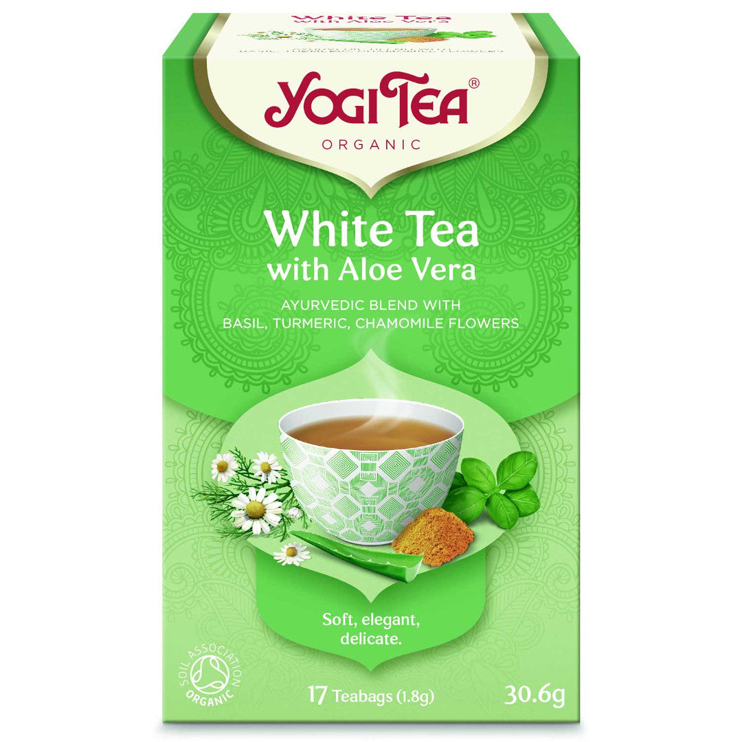 Ajūrvēdas tējas maisījums Yogi Tea baltā tēja ar alveju, 17pac.