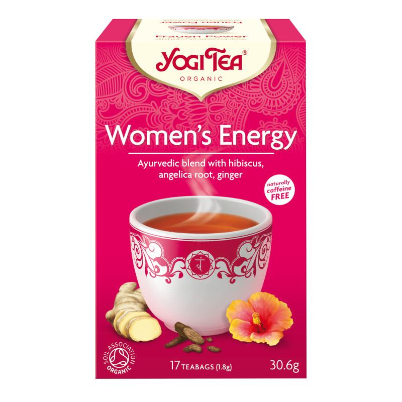 BIO Yogi tēja Sievietes enerģijai (Yogi Tea Women's energy) ar hibisku, aveņu lapām un žeņšeņa saknes ekstraktu,  art. YT45 - paprika.lv