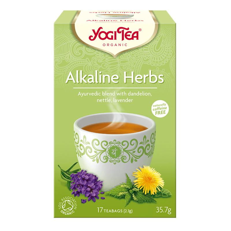 BIO Yogi sārmaino augu tēja (Yogi Tea Alkaline Herbs) ar pieneni, nātri un lavandu,  art. YT65 - paprika.lv