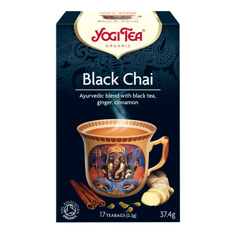 BIO Yogi melnā tēja (Yogi Tea Black Chai) ar kanēli un ingveru,  art. YT22 - paprika.lv